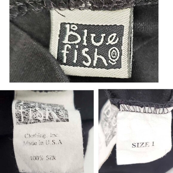 Vintage BLUE FISH Women's Black Jersey and Semi Sheer Organza Maxi Skirt Dress 1 - Picture 5 of 11